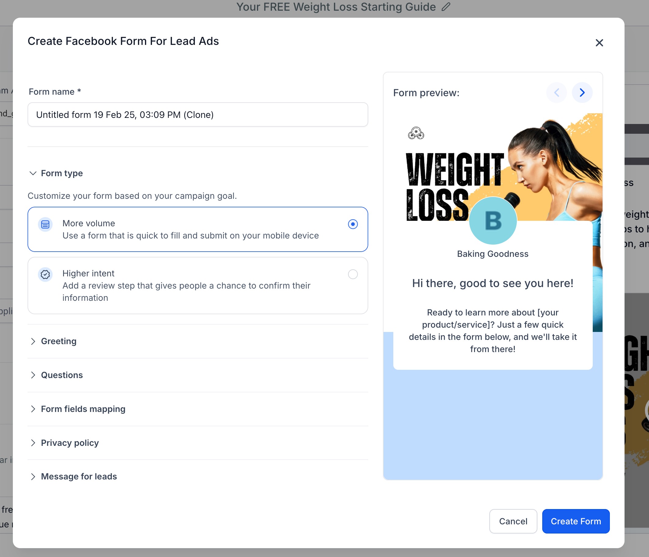 How to create a Facebook form in Ad Manager – Duplicating a Facebook Form