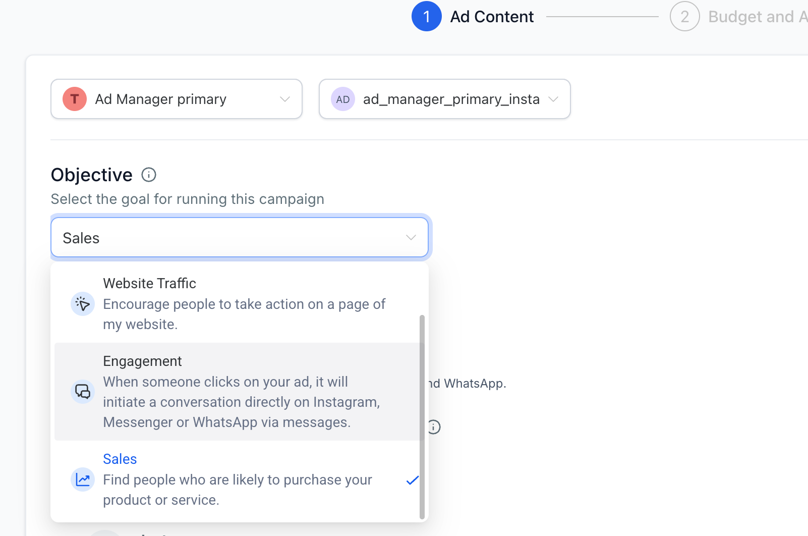 How to create a Meta Sales objective campaign for Conversion – Step 3: Choose the Ad Objective
