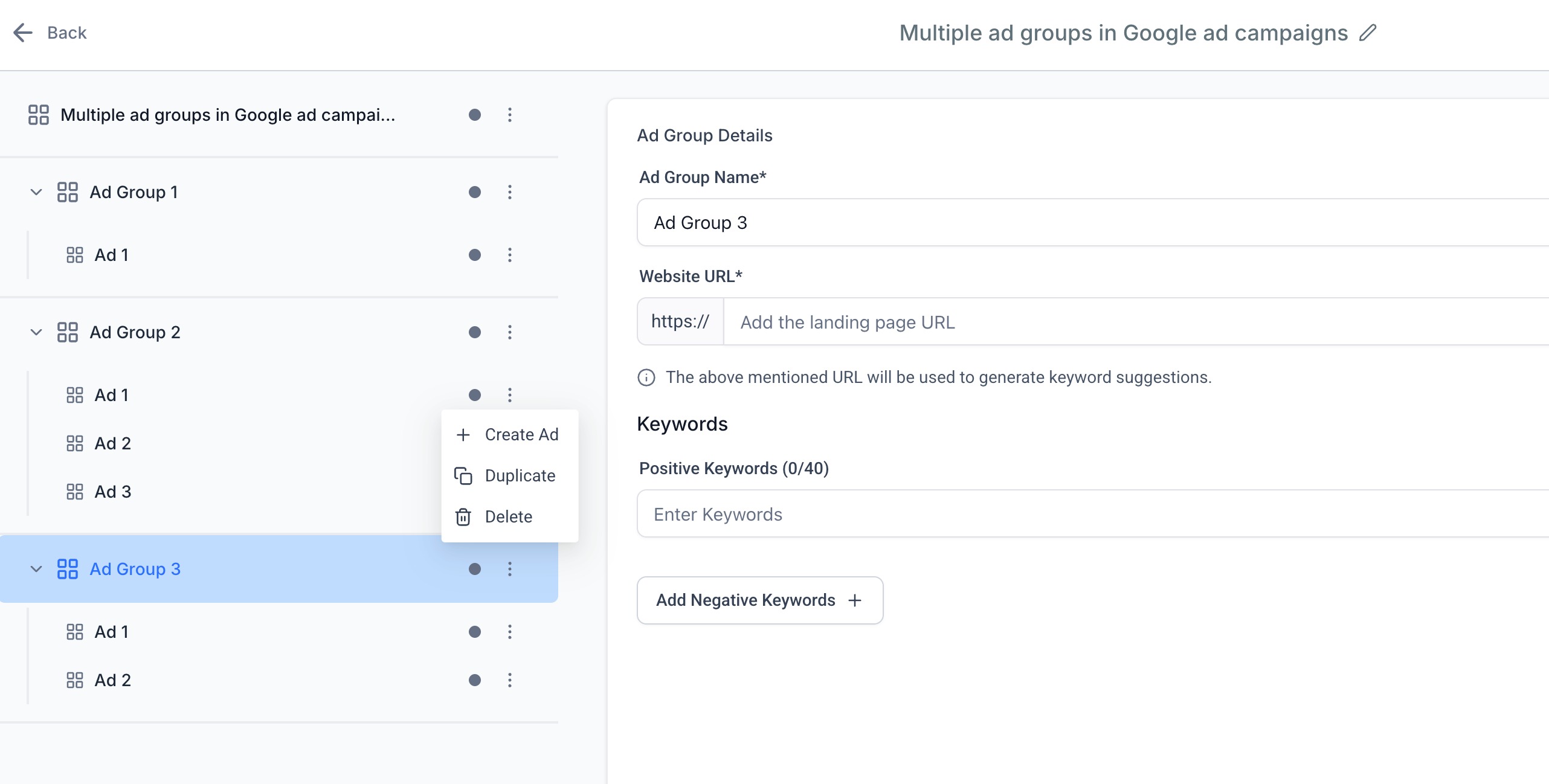 How to create a multiple ad group Google search ad campaign – Screenshot 12
