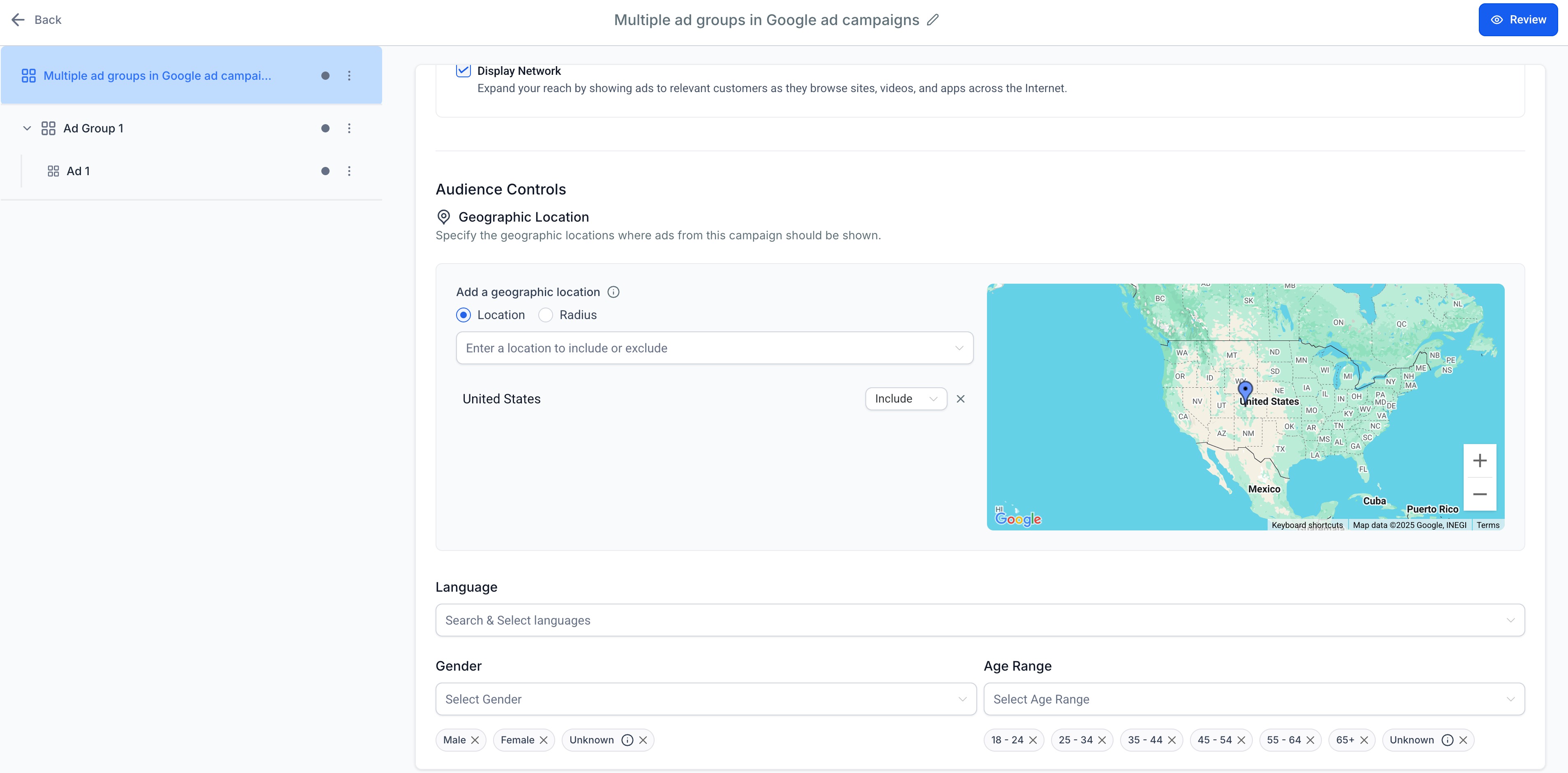 How to create a multiple ad group Google search ad campaign – Step 2 | Ad Campaign Configuration