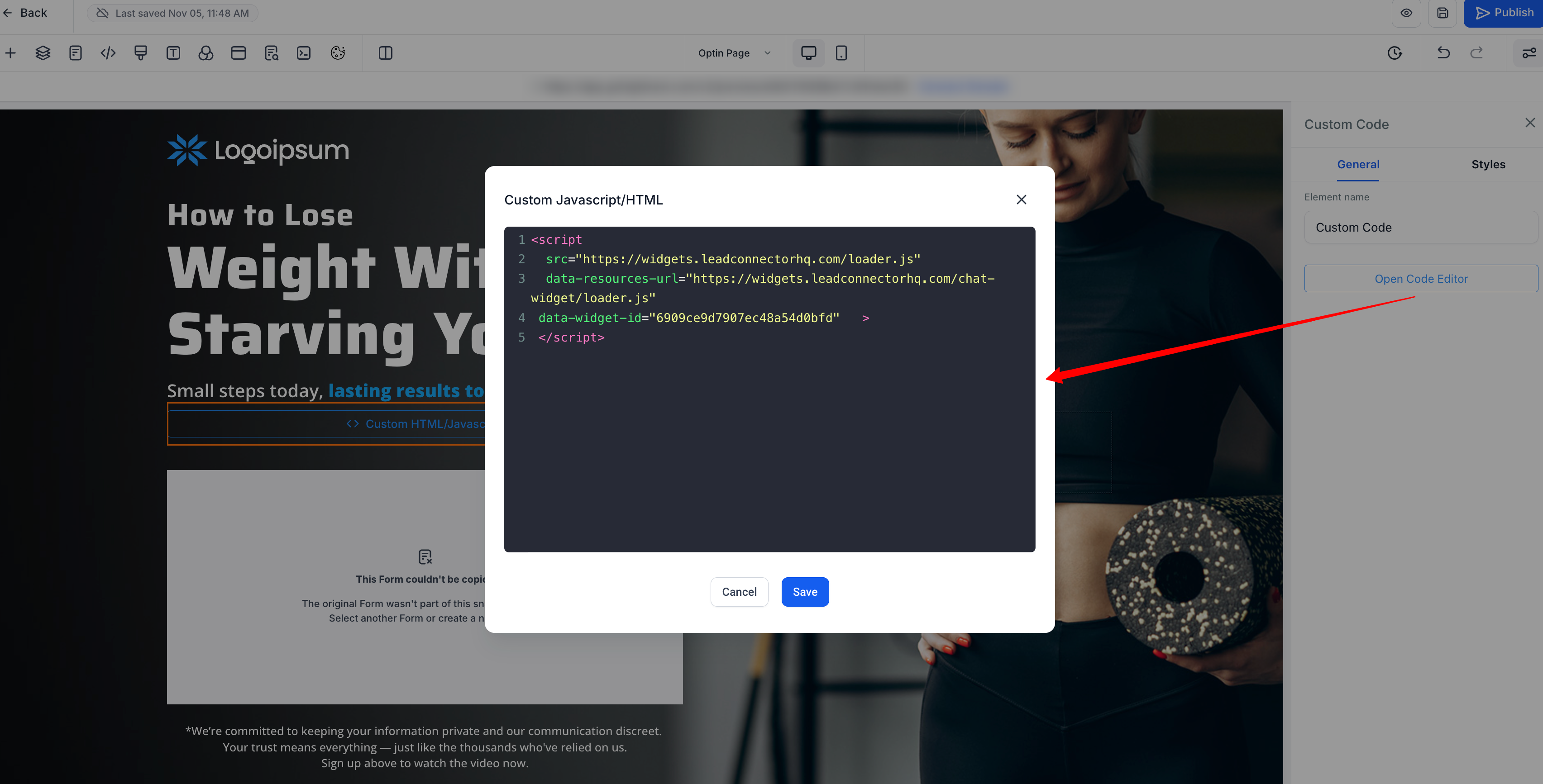 How to create an Embedded Voice AI Chat Widget – Step 6: Embed the Widget on Your Website or Funnel