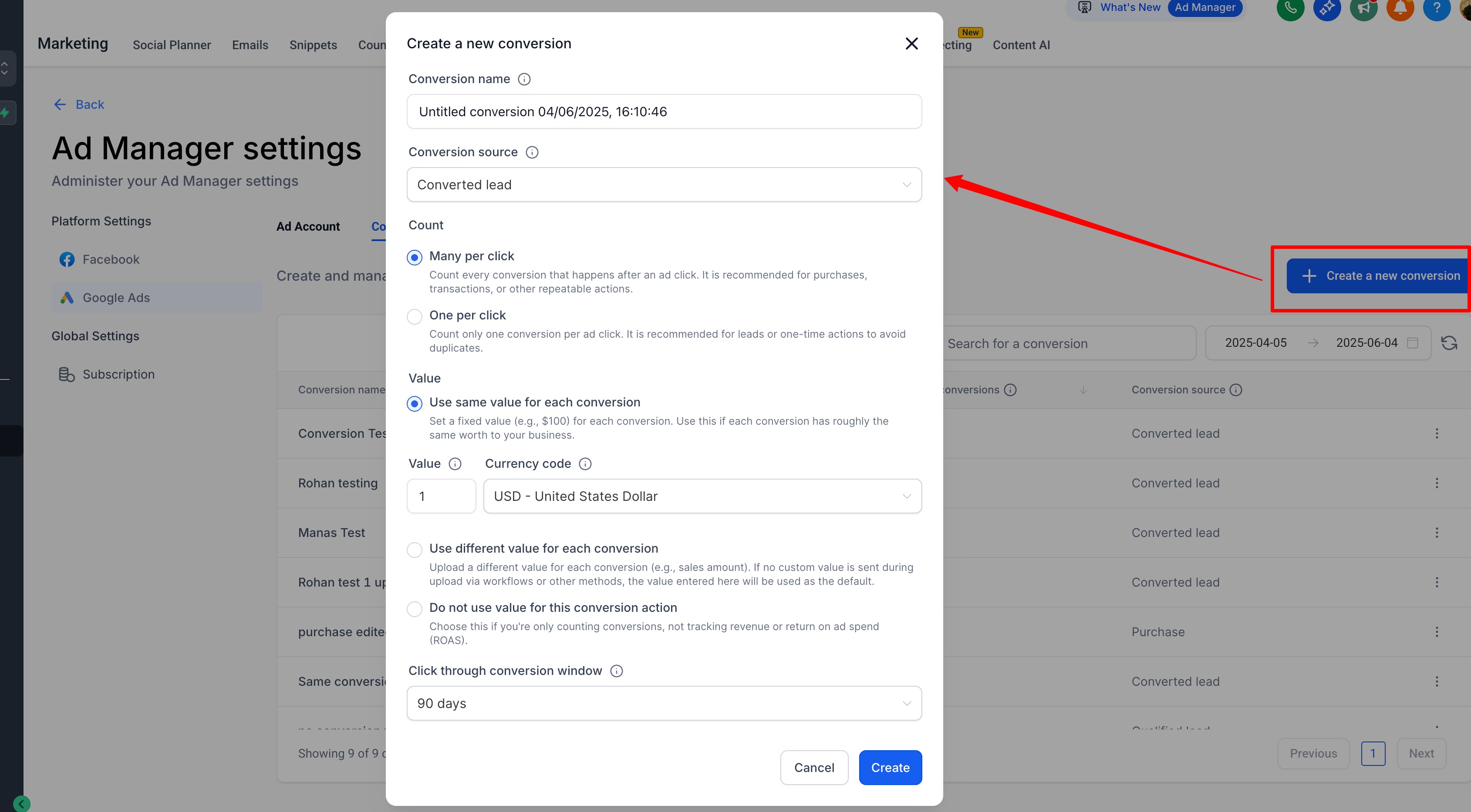 How to Create Google Ads Conversion Actions in Ad Manager – Create a new conversion action