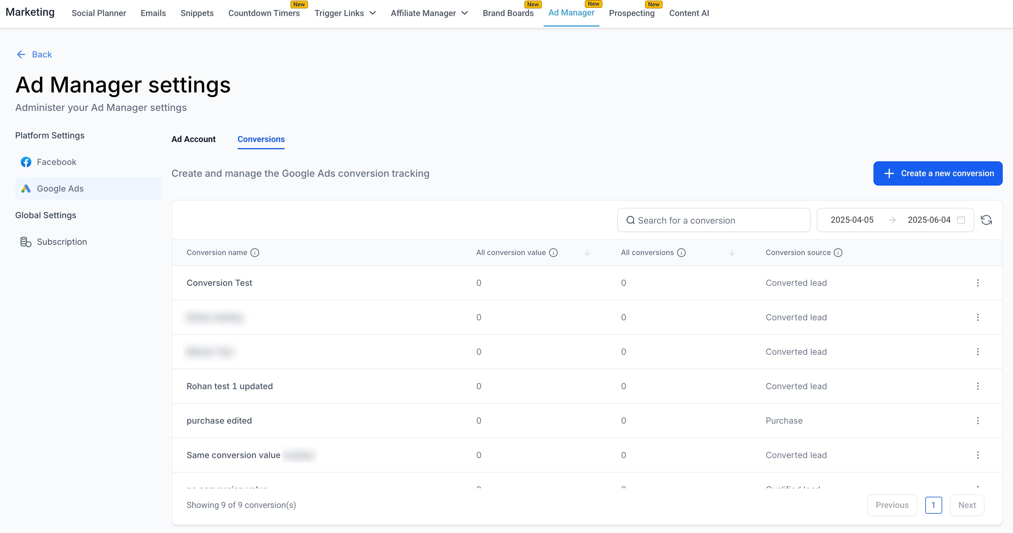 How to Create Google Ads Conversion Actions in Ad Manager – View existing Google Ads conversions