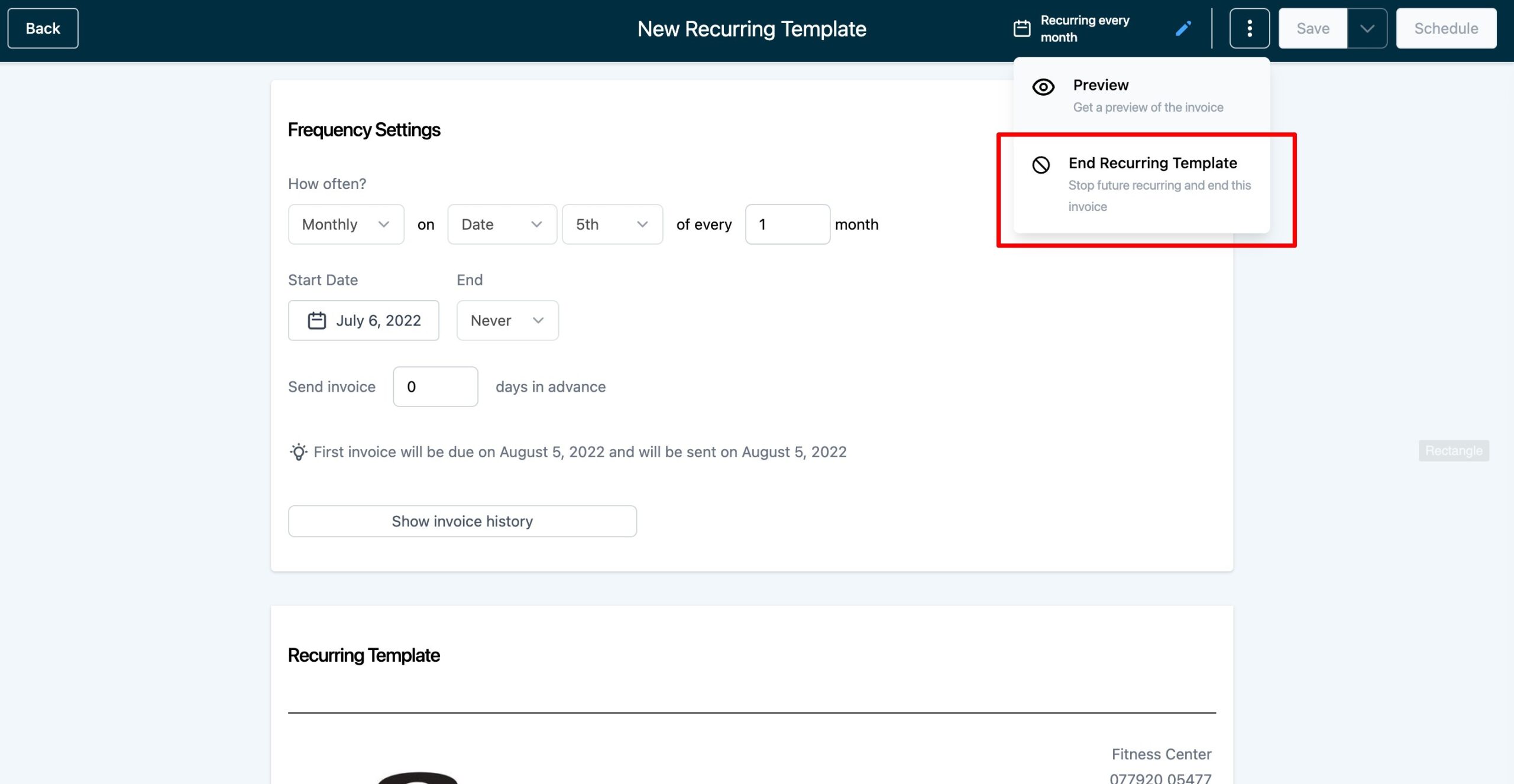 How to create recurring Invoices – How to stop sending future invoices?