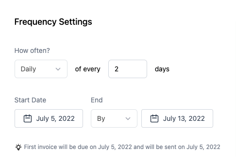 How to create recurring Invoices – Understanding Setting invoice frequency.