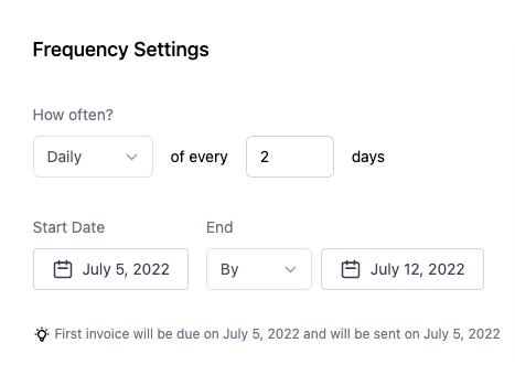 How to create recurring Invoices – Understanding Setting invoice frequency.