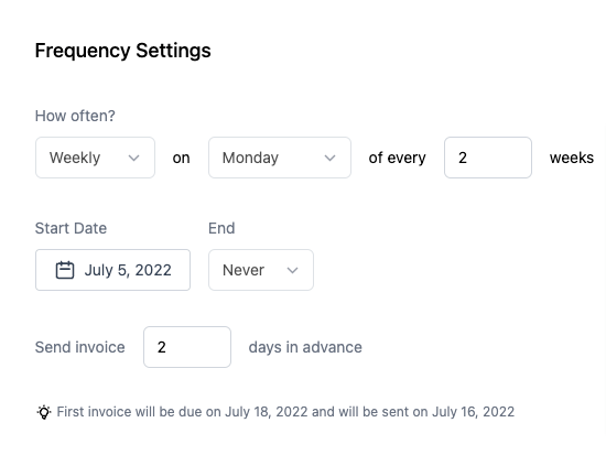 How to create recurring Invoices – Understanding Setting invoice frequency.