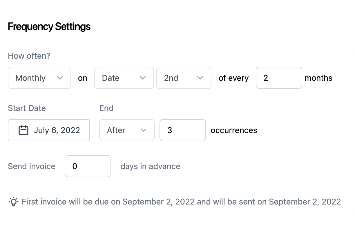 How to create recurring Invoices – Understanding Setting invoice frequency.