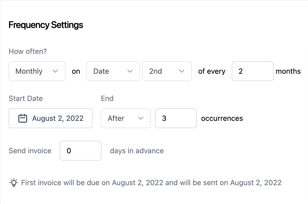 How to create recurring Invoices – Understanding Setting invoice frequency.