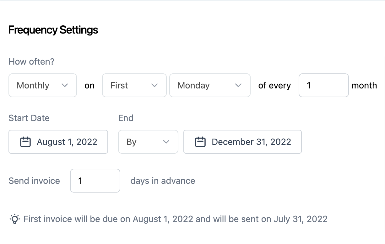 How to create recurring Invoices – Understanding Setting invoice frequency.