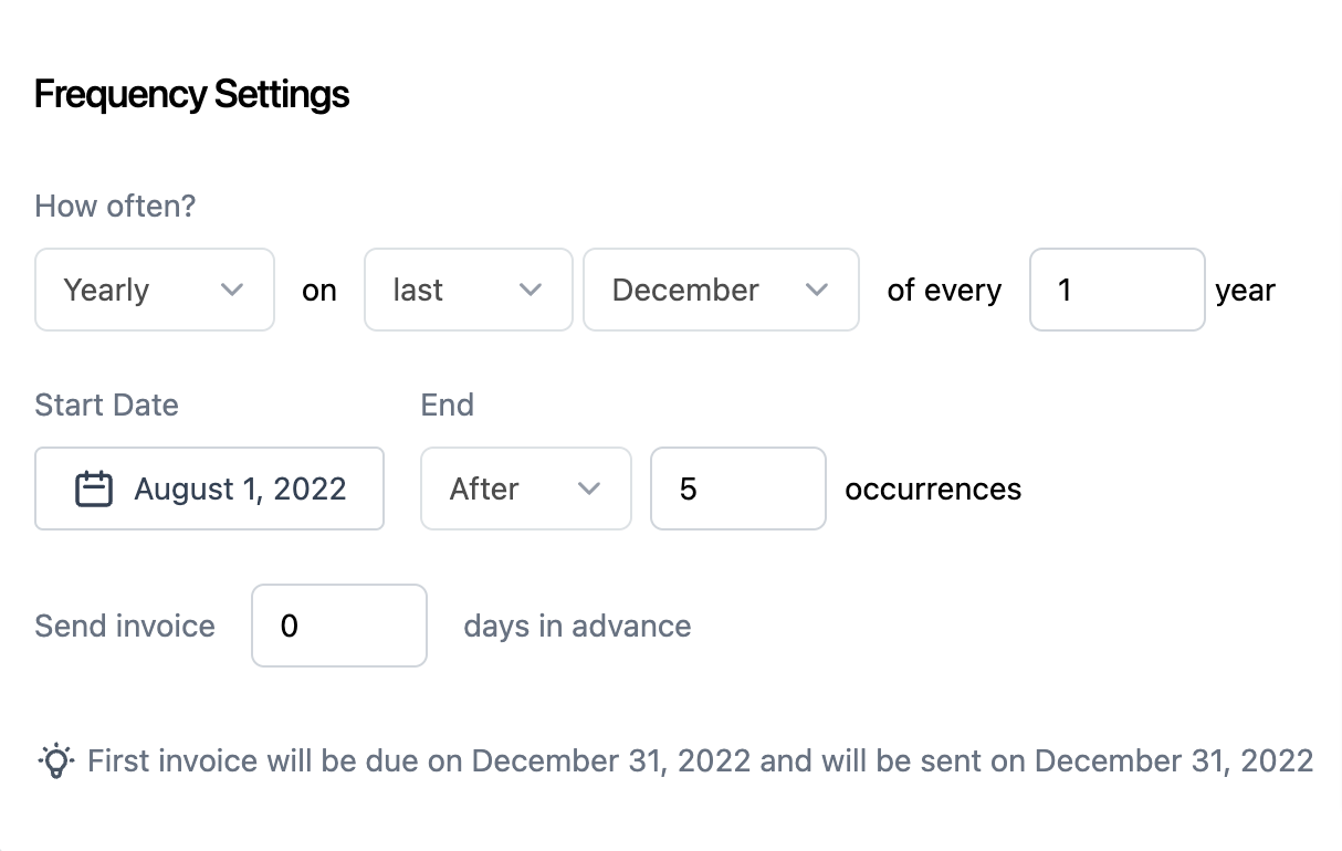 How to create recurring Invoices – Understanding Setting invoice frequency.
