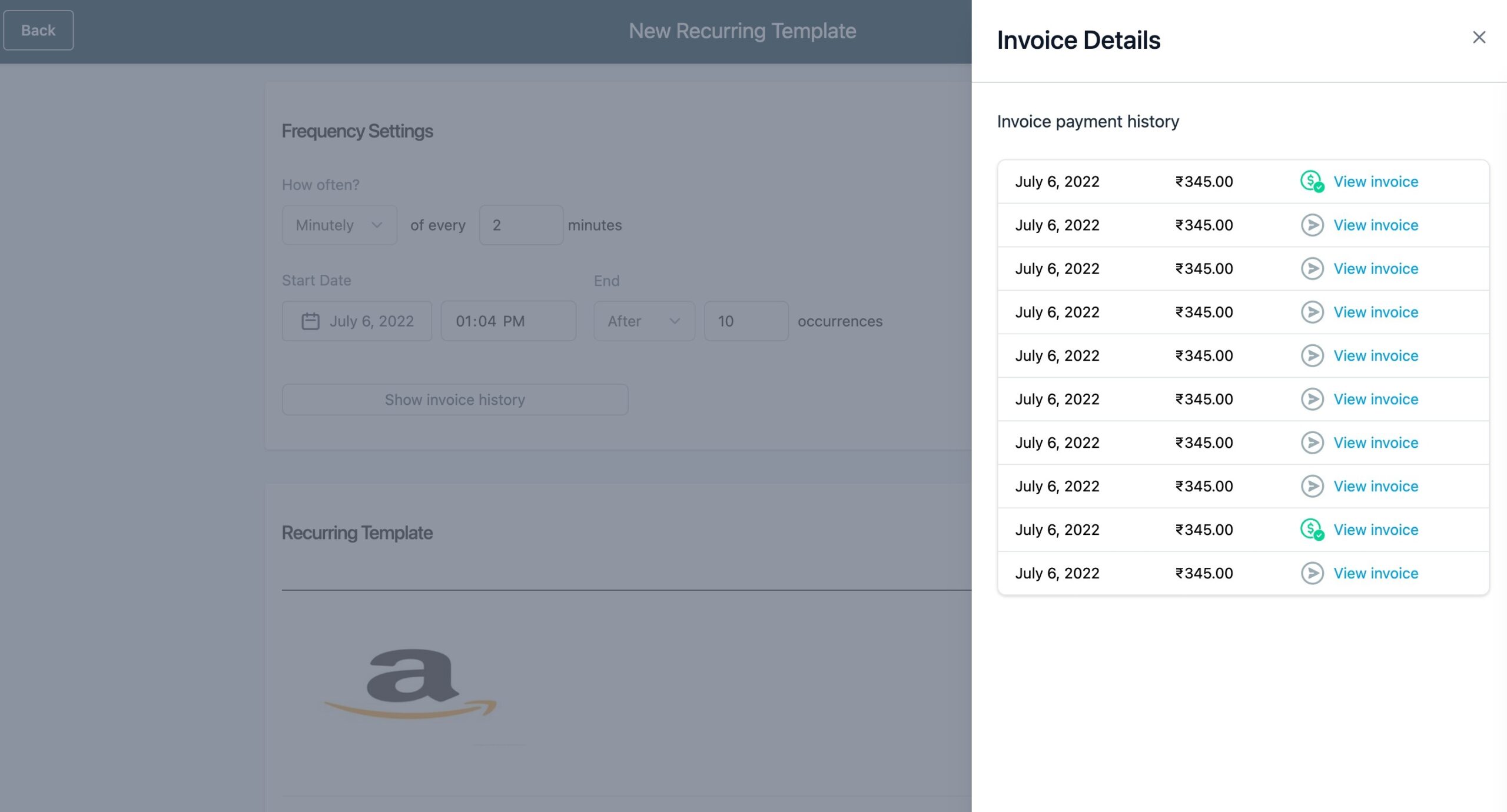 How to create recurring Invoices – View sent invoices and their payment status.