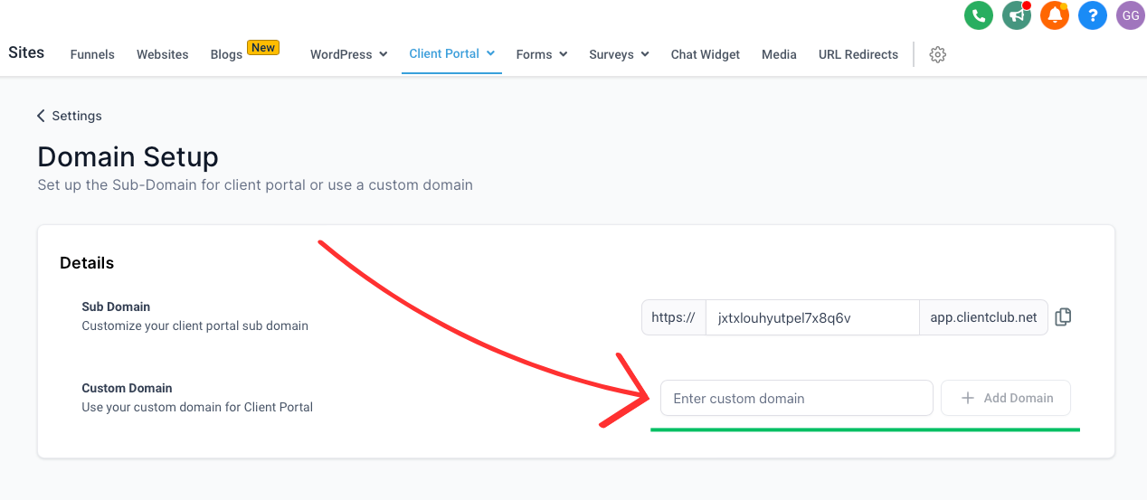 How to create your Whitelabel Community inside a subaccount – 2. Set Up the Custom Domain (White-Labeling)