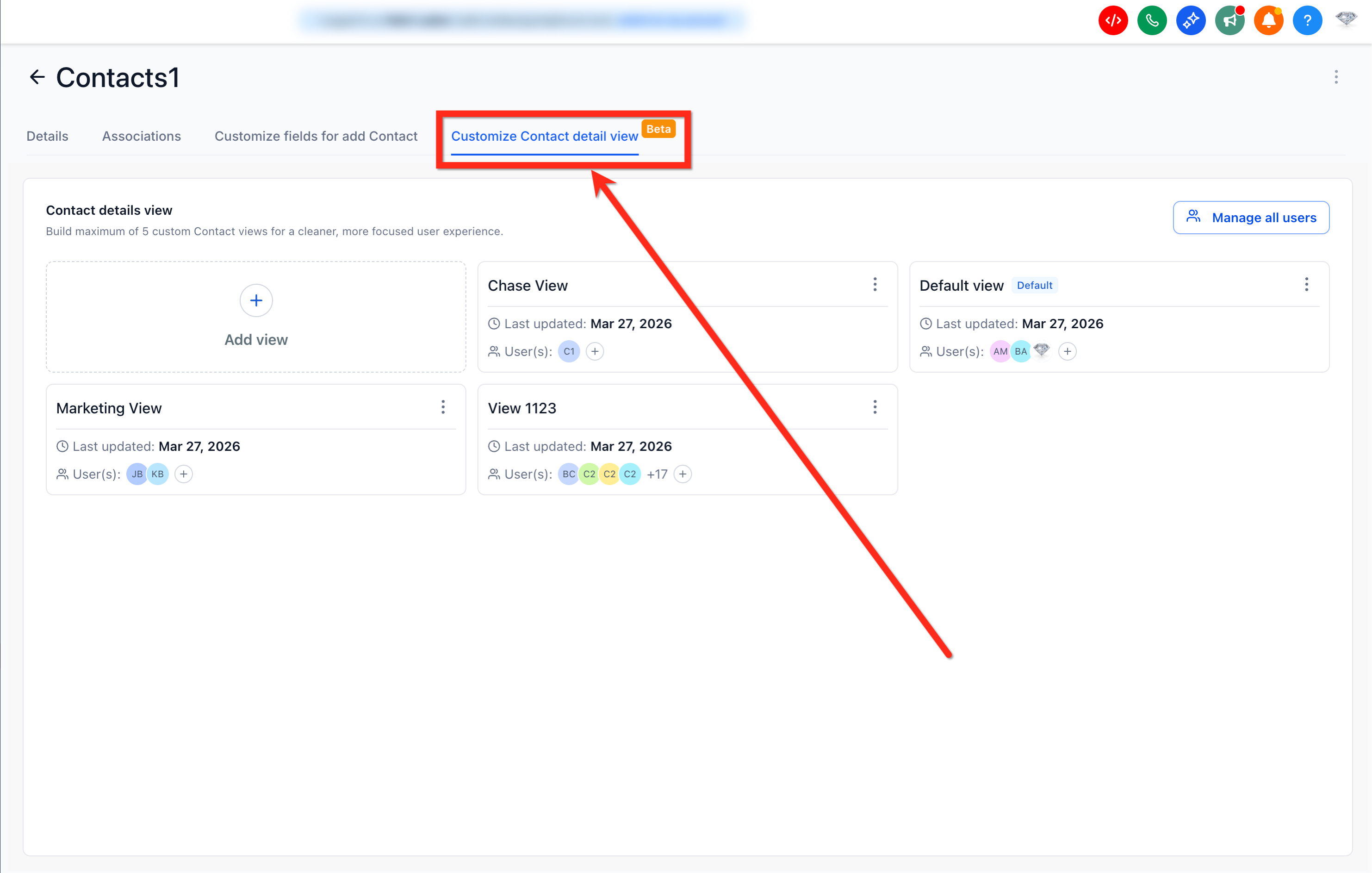 How to Customize the Contact Details Page – Step 1: Navigate to the Customize Contact Detail View tab