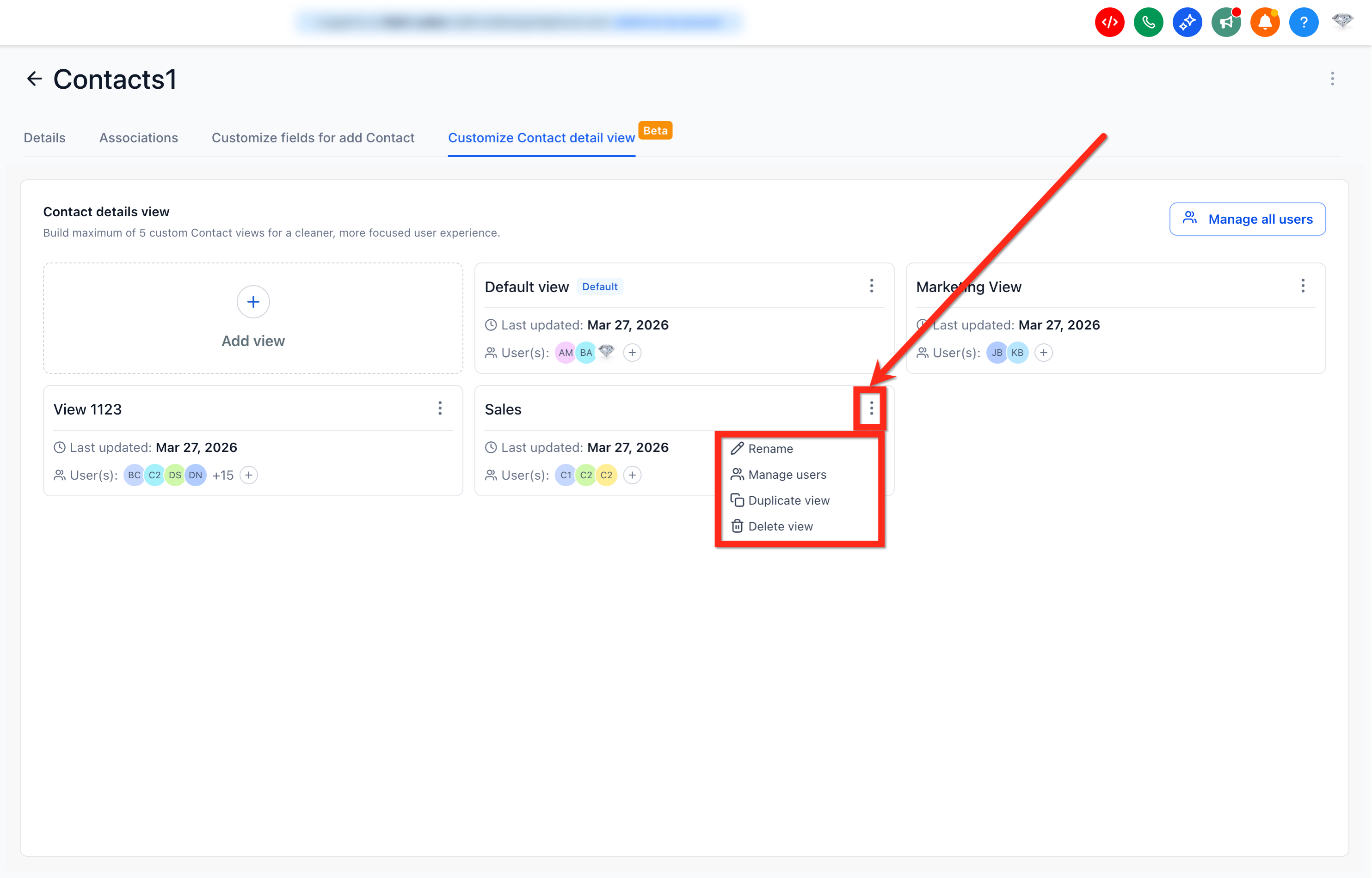 How to Customize the Contact Details Page – Step 2: Create and manage views
