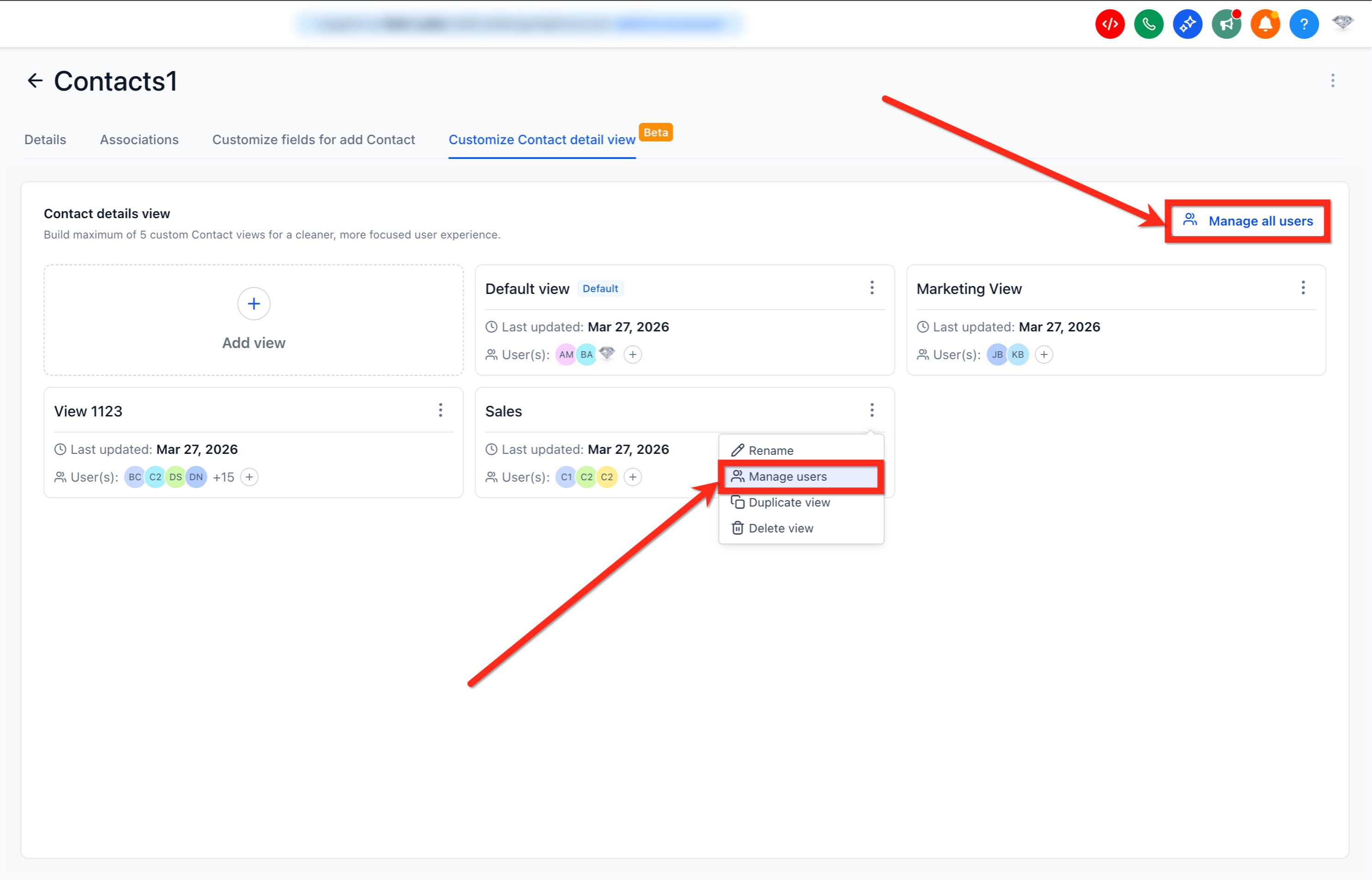 How to Customize the Contact Details Page – Step 2: Create and manage views