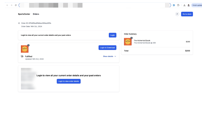 How to Deliver Digital Products for E-commerce Stores? – Order details page asking user to login to download digital files: