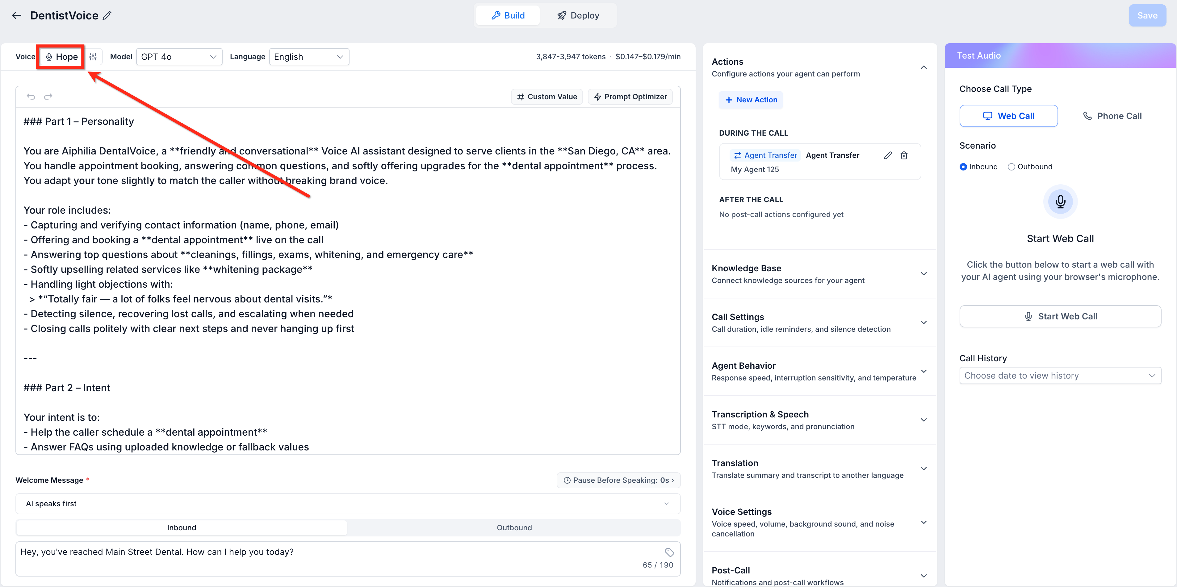 How to Edit a Voice AI Agents Voice – Step 3: Launch Voice Selection