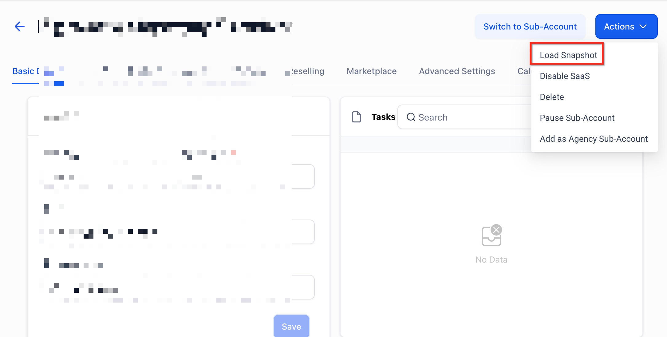 How to Import Snapshots – Load the Imported Snapshot Into a Sub-Account
