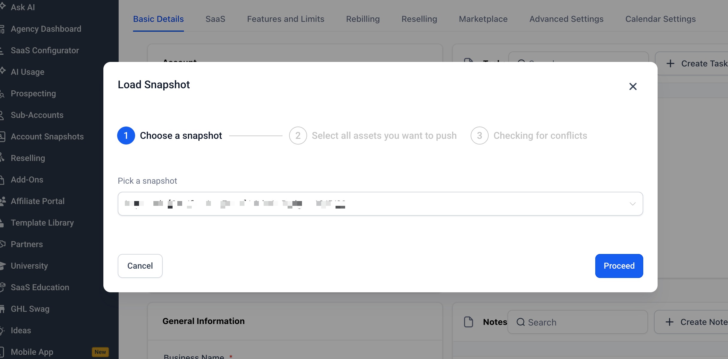 How to Import Snapshots – Load the Imported Snapshot Into a Sub-Account