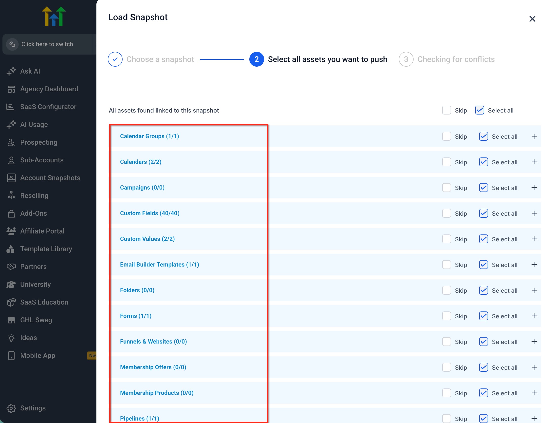 How to Import Snapshots – Load the Imported Snapshot Into a Sub-Account