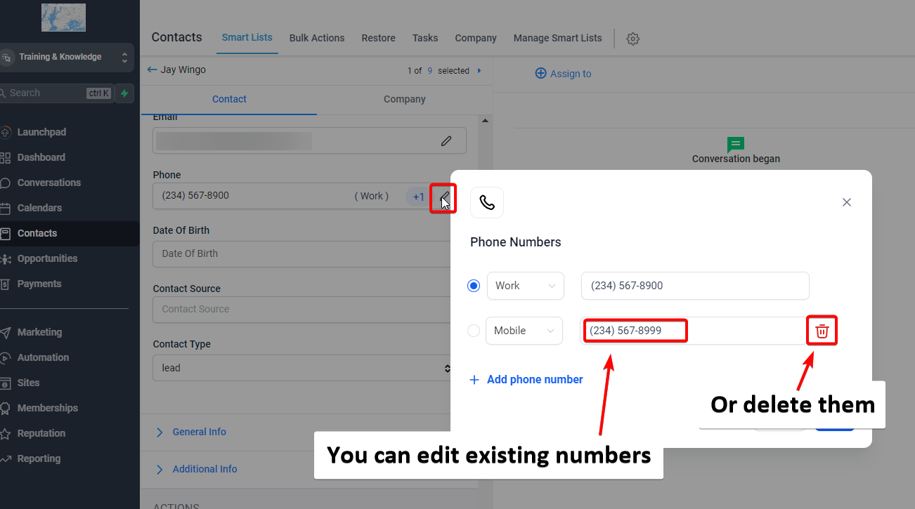 How to input Multiple Phone Numbers for a Contact? – How to use this feature?