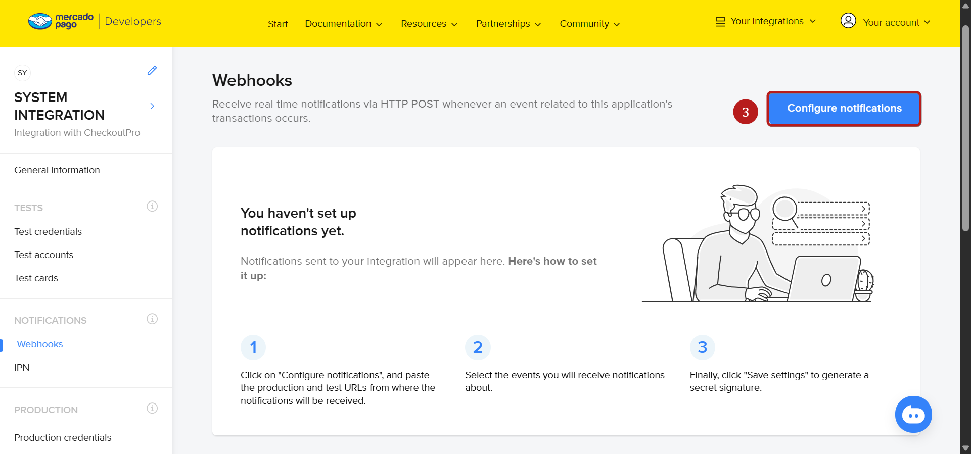 How to integrate with Mercado Pago for accepting payments? – Step 4: Configure webhooks in Mercado Pago