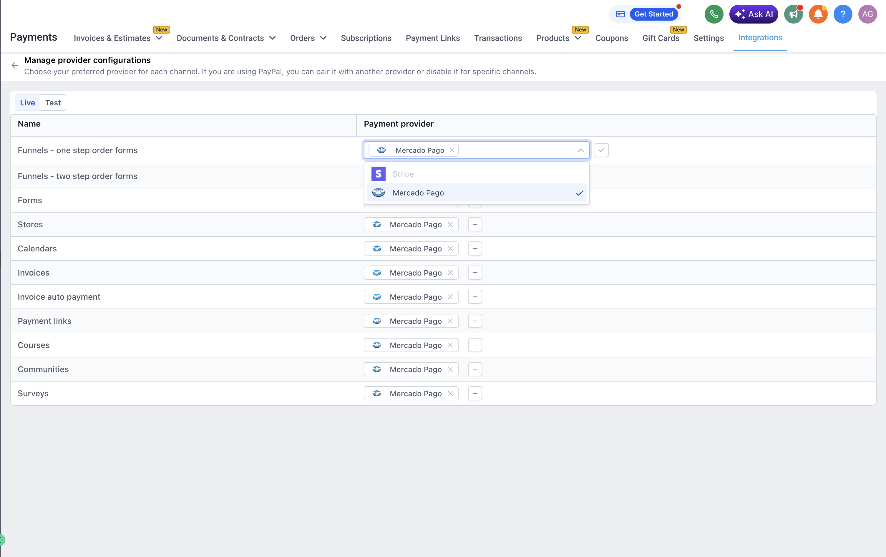 How to integrate with Mercado Pago for accepting payments? – Step 5: Assign Mercado Pago by channel