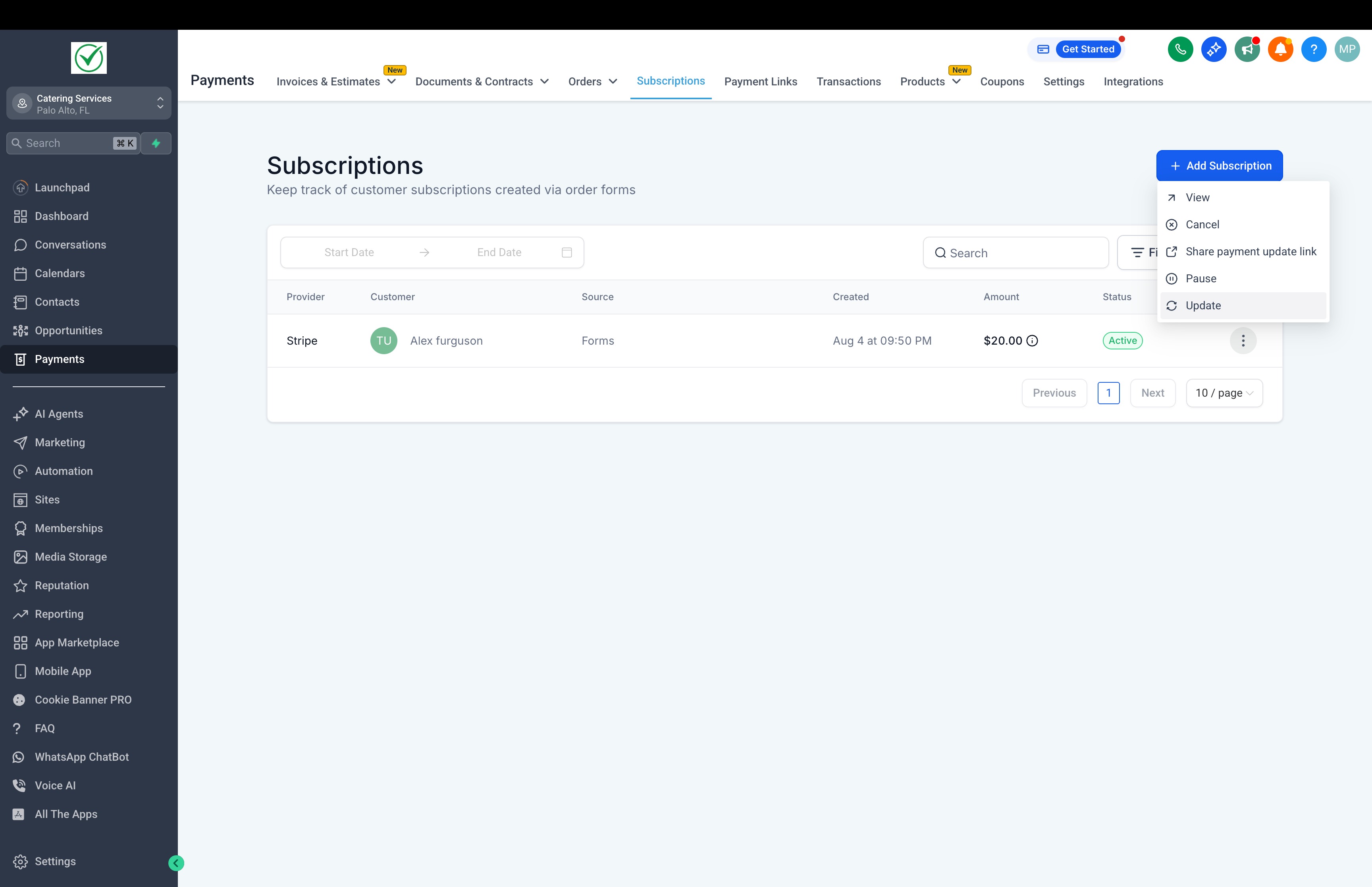 How to Modify Existing Subscriptions – Step 1: Access the subscription