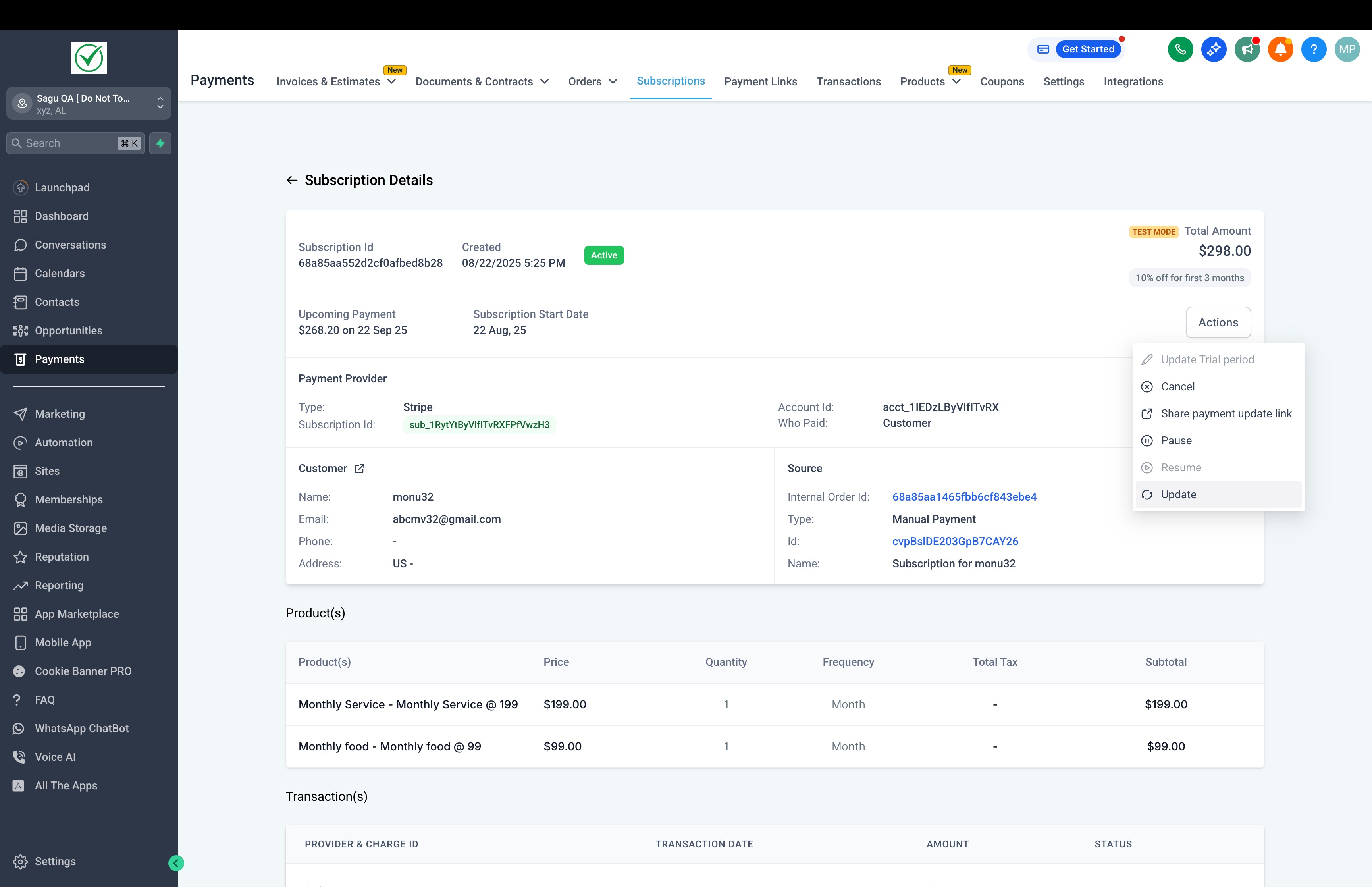 How to Modify Existing Subscriptions – Step 1: Access the subscription