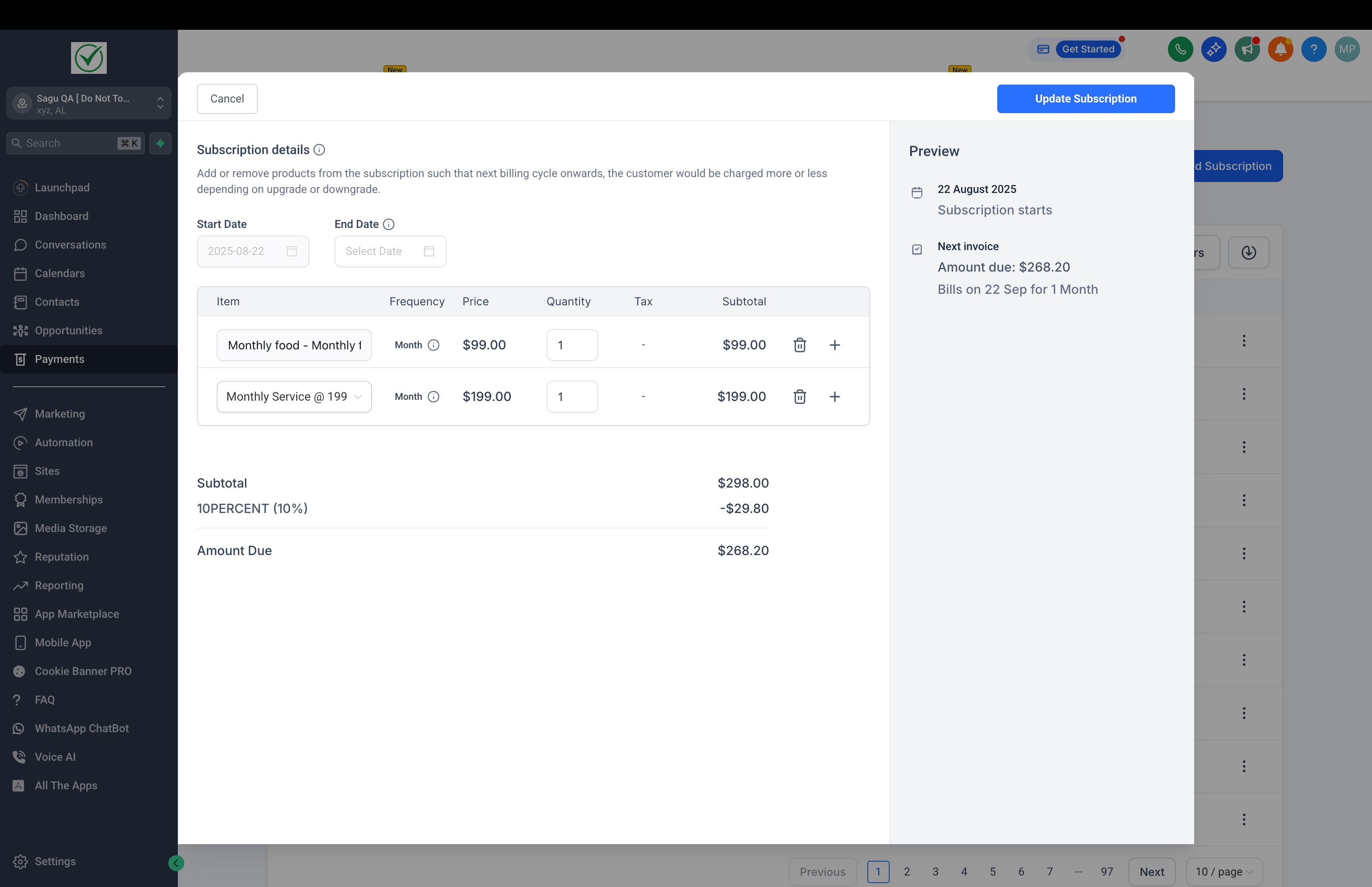 How to Modify Existing Subscriptions – Step 3: Review and save