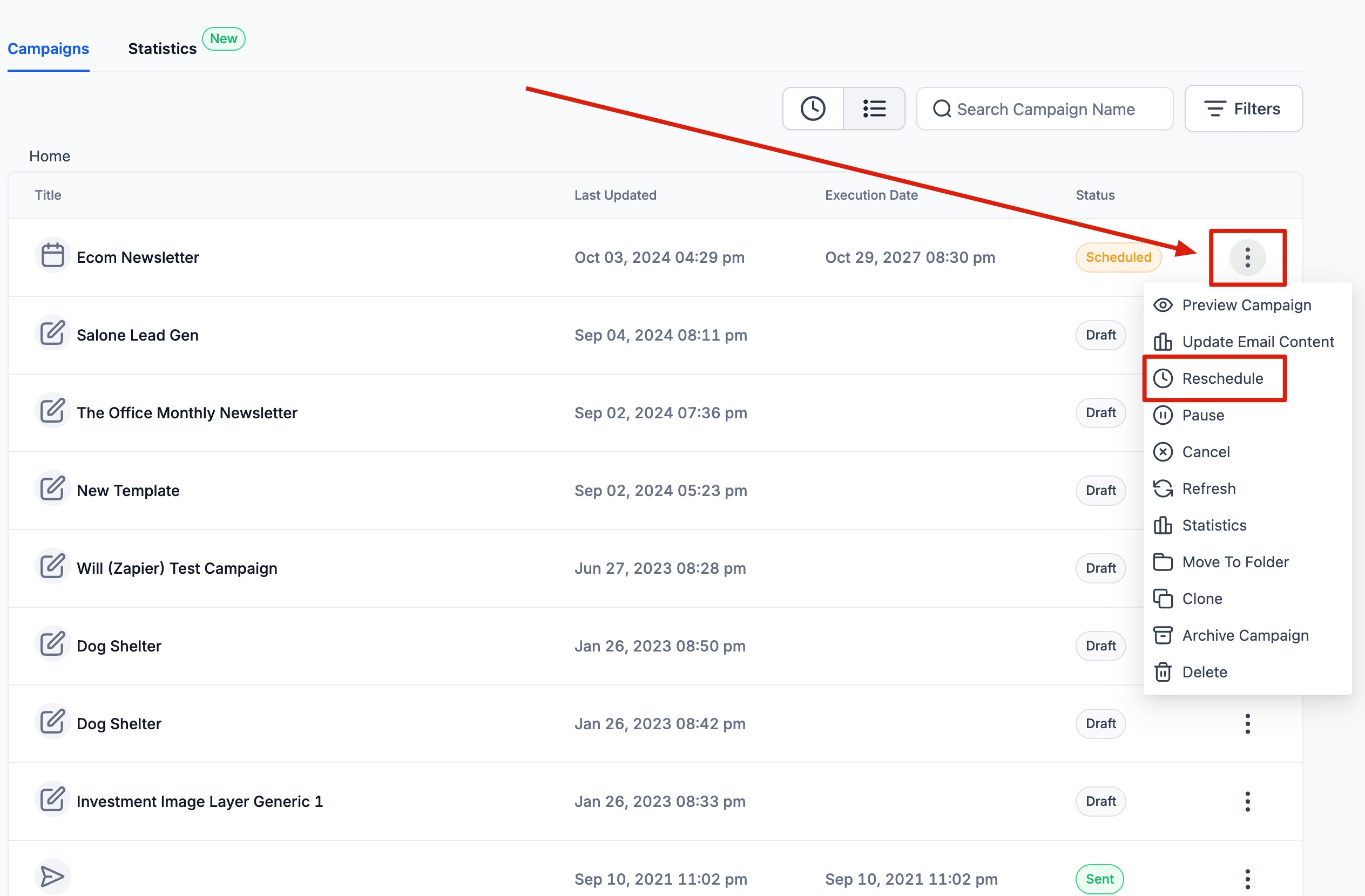 How to Reschedule an Email Campaign (Email Builder) – Steps to Reschedule an Email Campaign