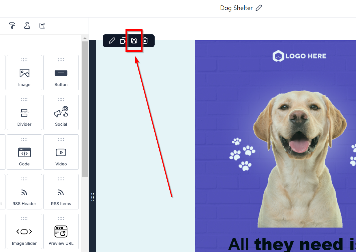 How to save items in email builder for quick access? – Screenshot 2