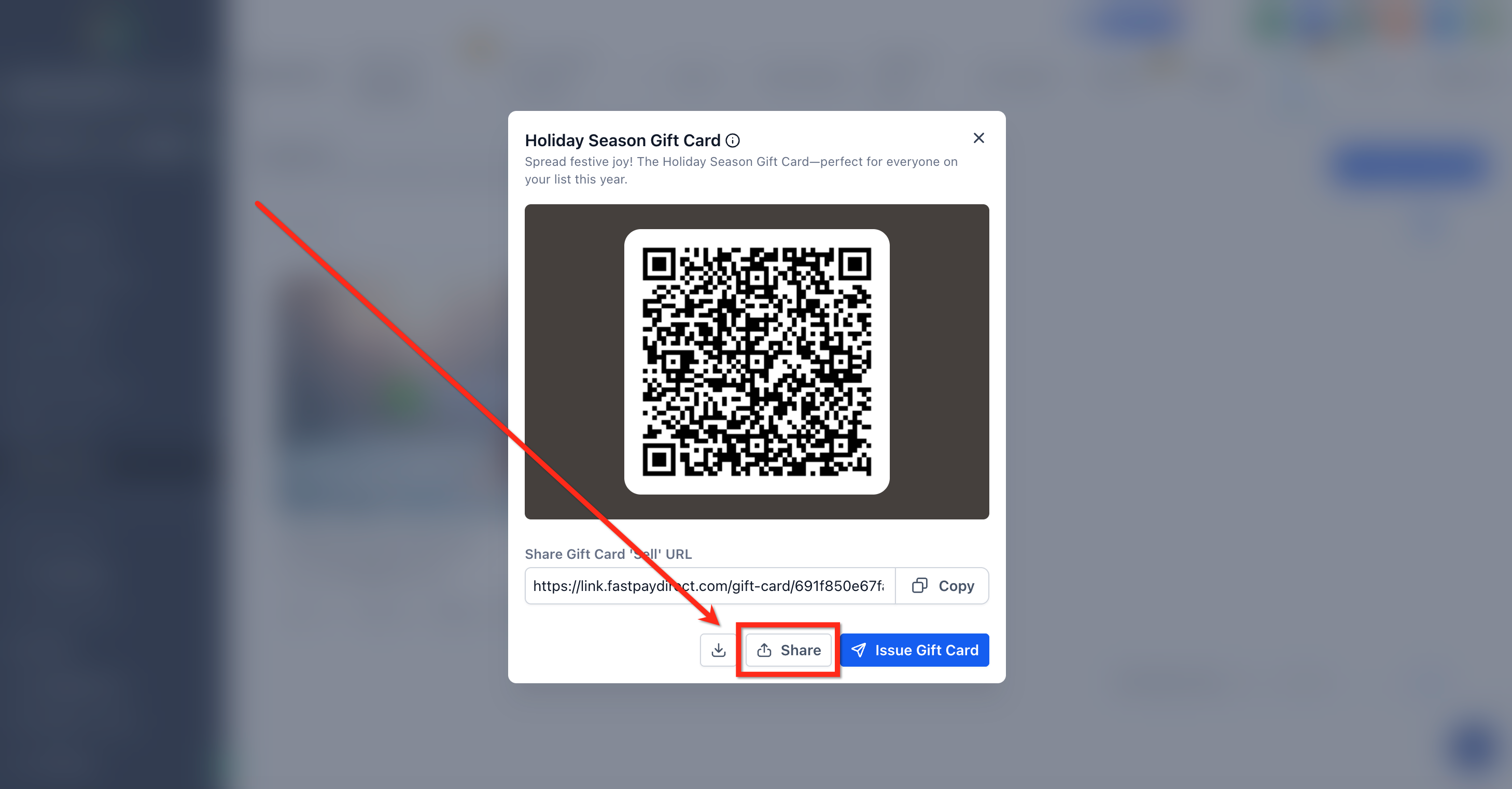 How to Sell Gift Cards – Click Download to save the QR image. This file can then be used in print media and other campaigns!