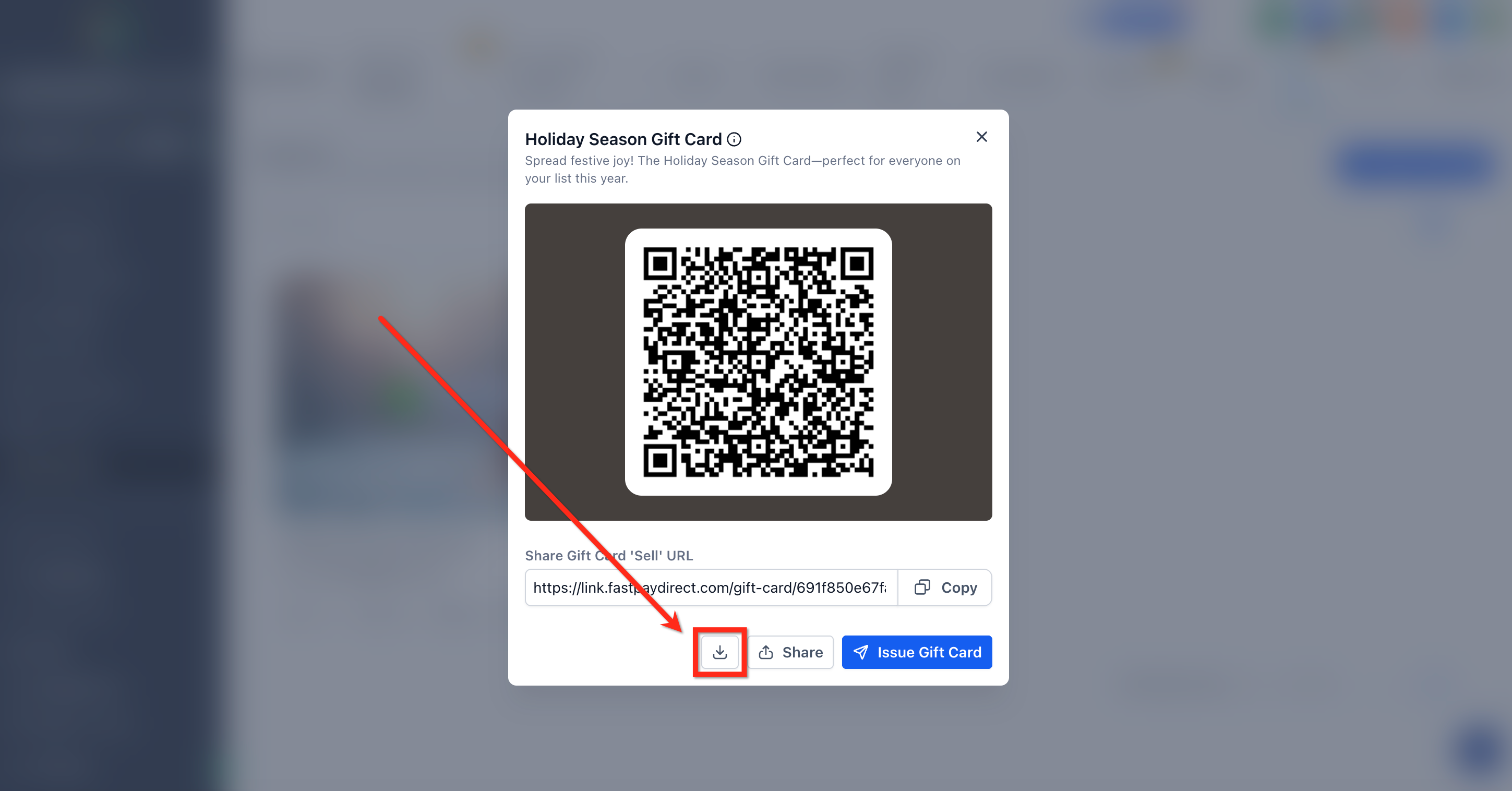 How to Sell Gift Cards – From here you are able to download and share the QR Code!