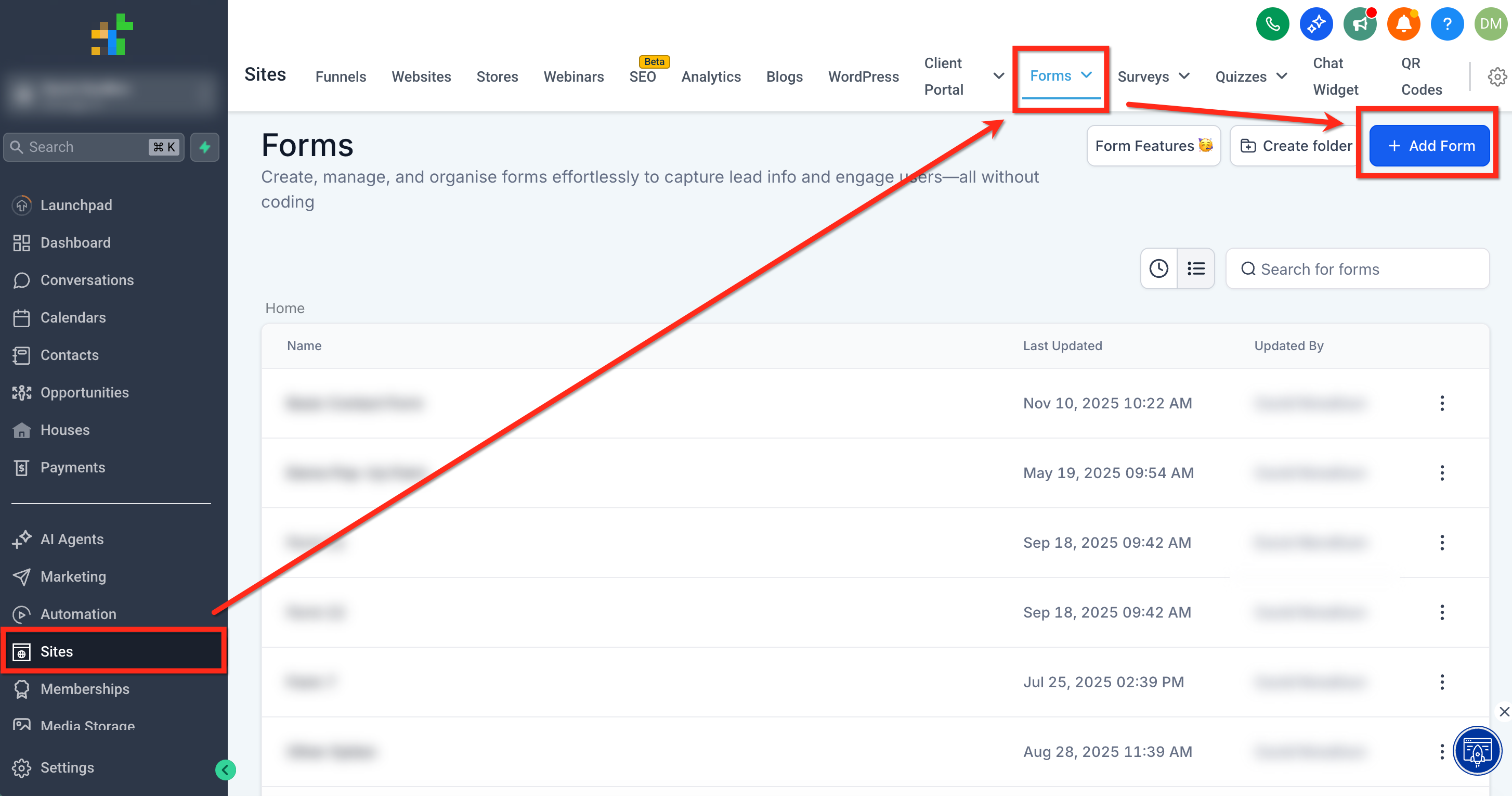 How to Sell Gift Cards – Step 1: Open or Create a Form