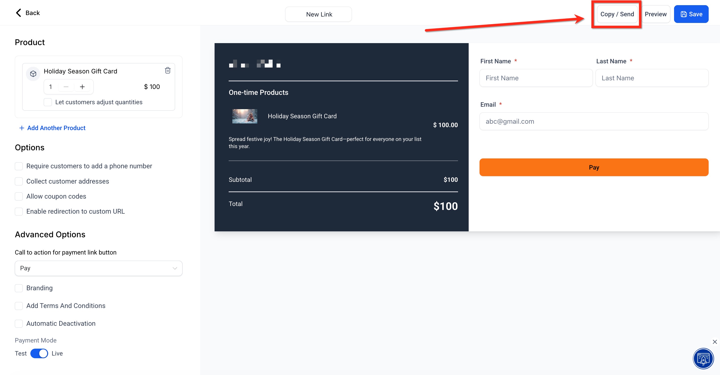 How to Sell Gift Cards – Step 3: Share Payment Link