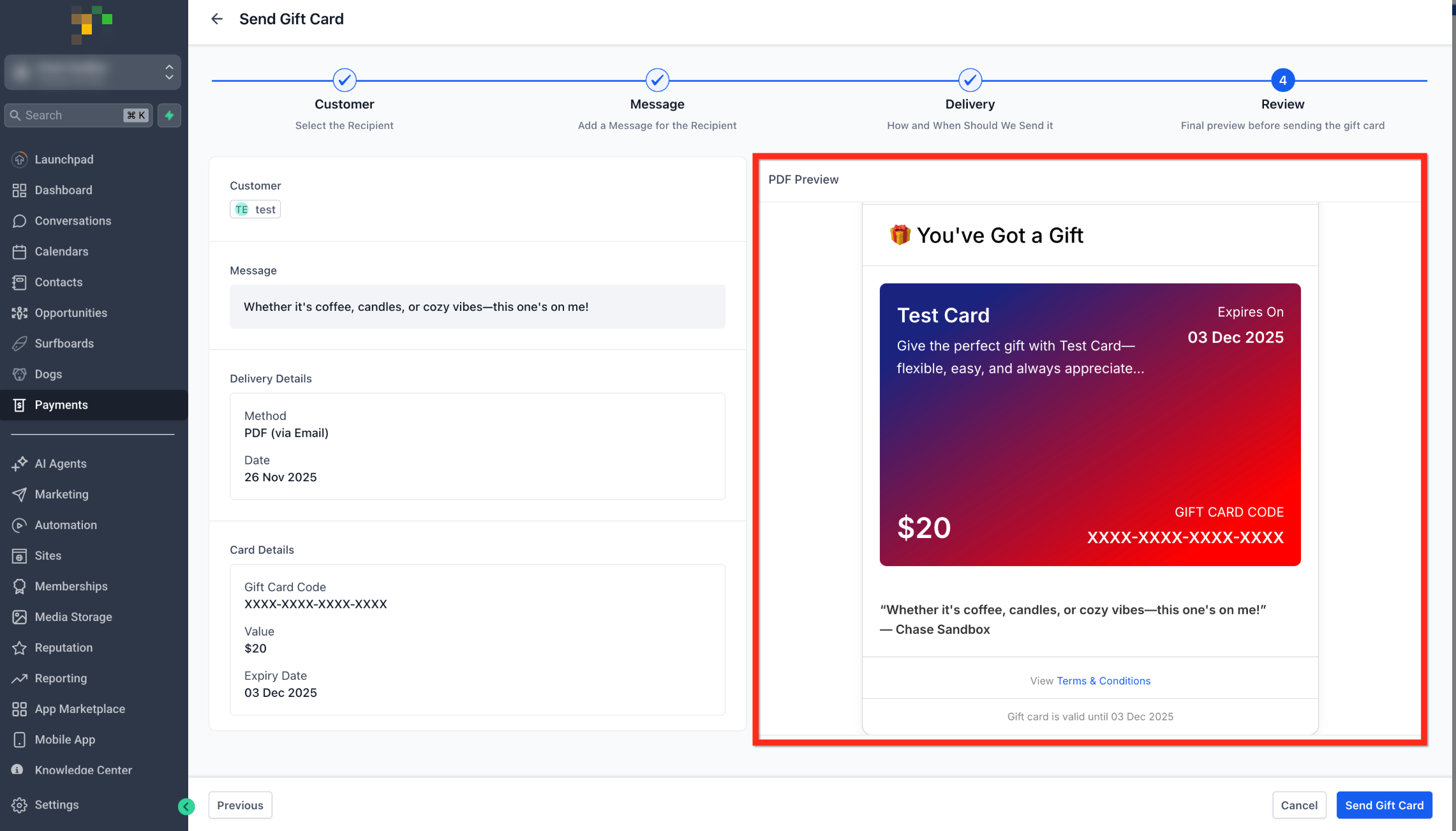 How to Send Gift Cards – PDF (via Email)