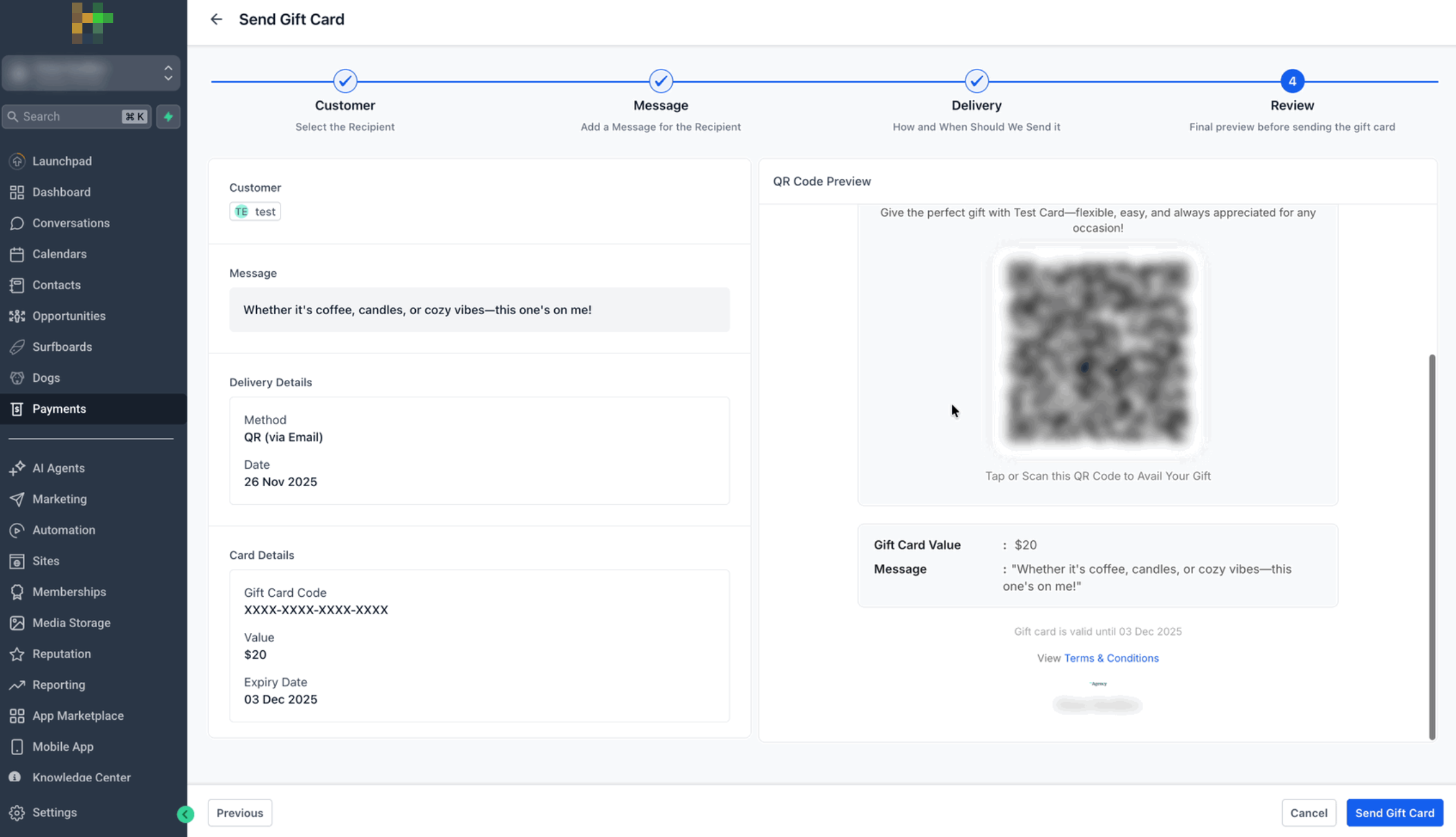 How to Send Gift Cards – QR Code (via Email)