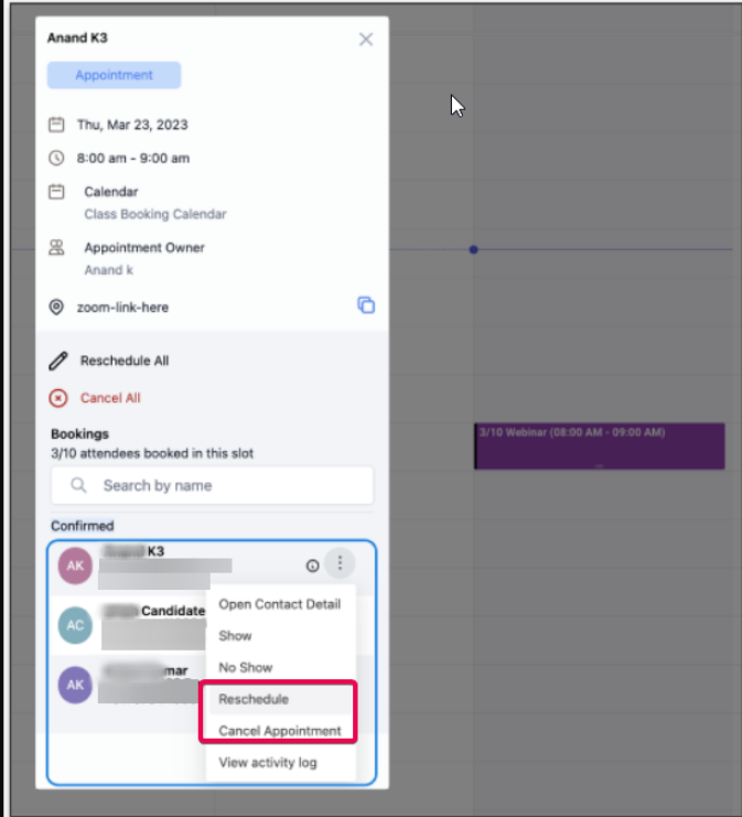 How to set up a Calendar for Classes? – Cancellation and Rescheduling