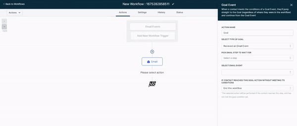 How to set up Workflow Goal Events – 1. Received an Email Event: