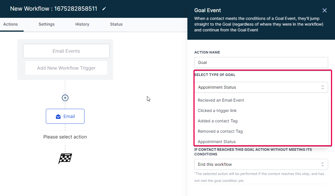 How to set up Workflow Goal Events – What happens if the contact reaches a Goal Event without meeting its conditions?