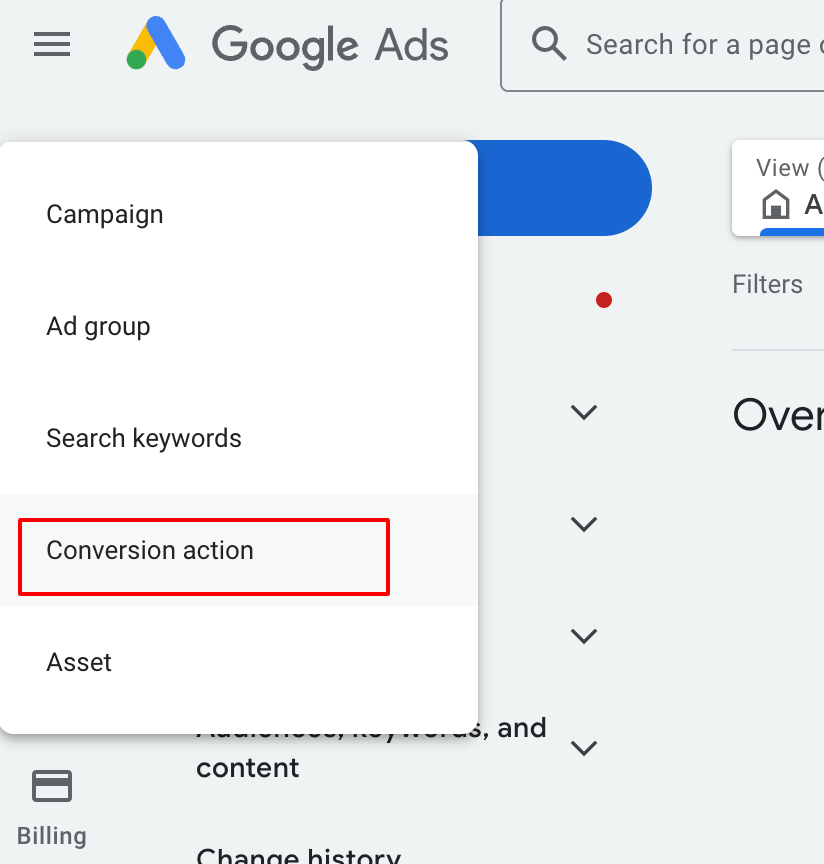 How to setup Google ad conversion action – Step 1: Head into your Google Adwords account and click on the Goals section and click on Conversions - Summa…