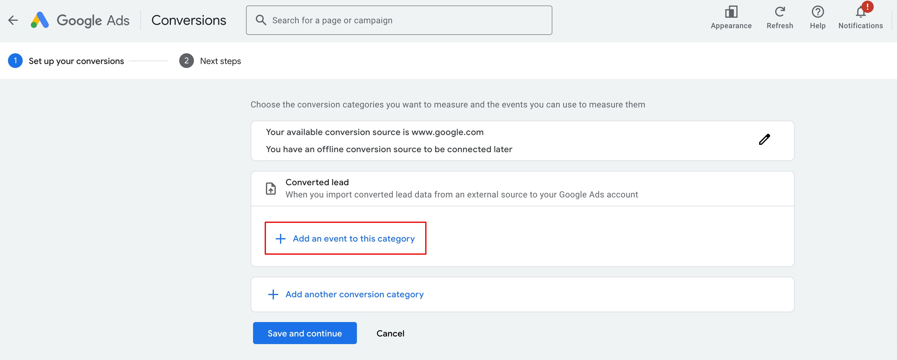 How to setup Google ad conversion action – Step 2: Select the Conversion Goal