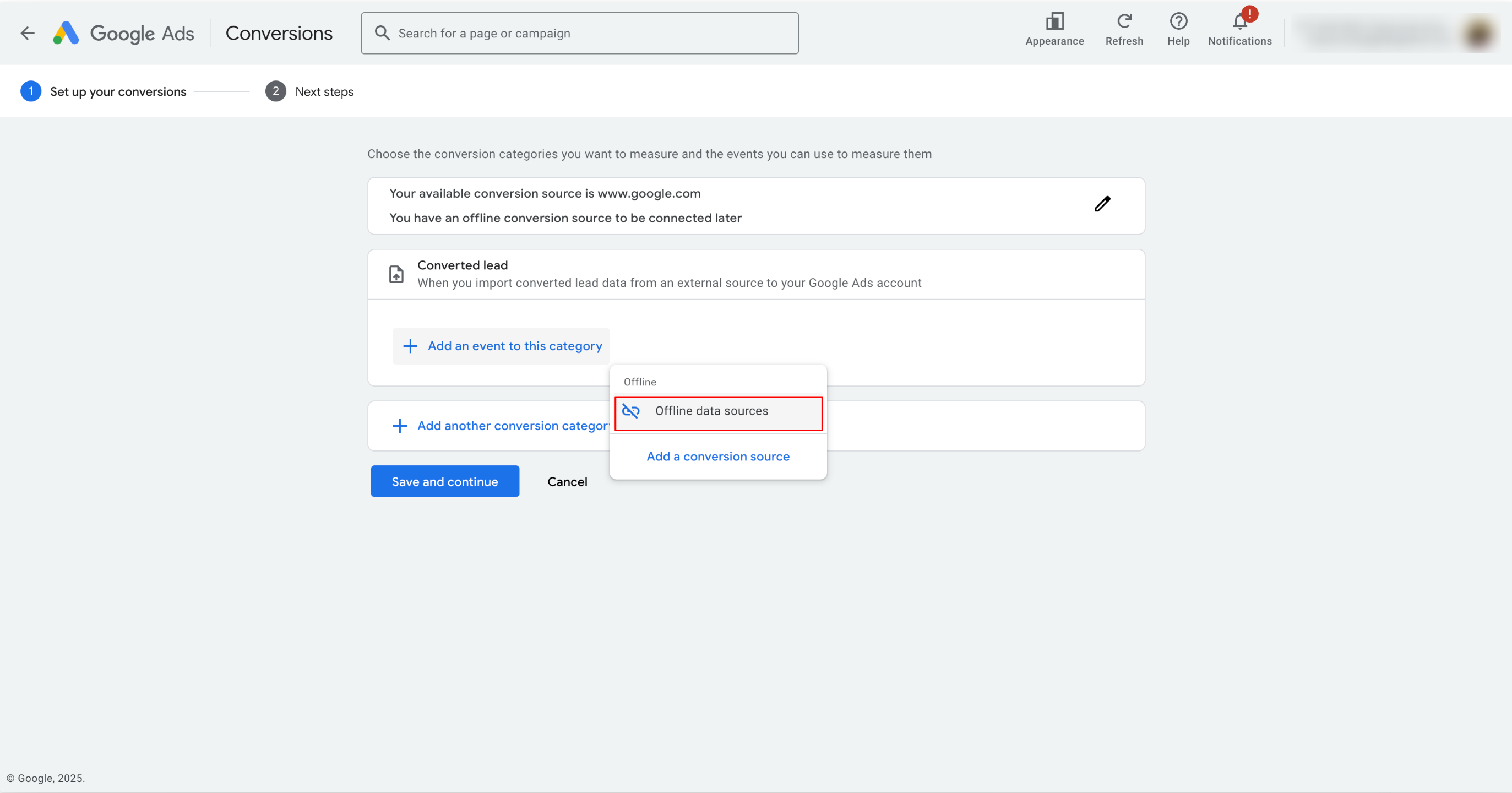 How to setup Google ad conversion action – Step 2: Select the Conversion Goal