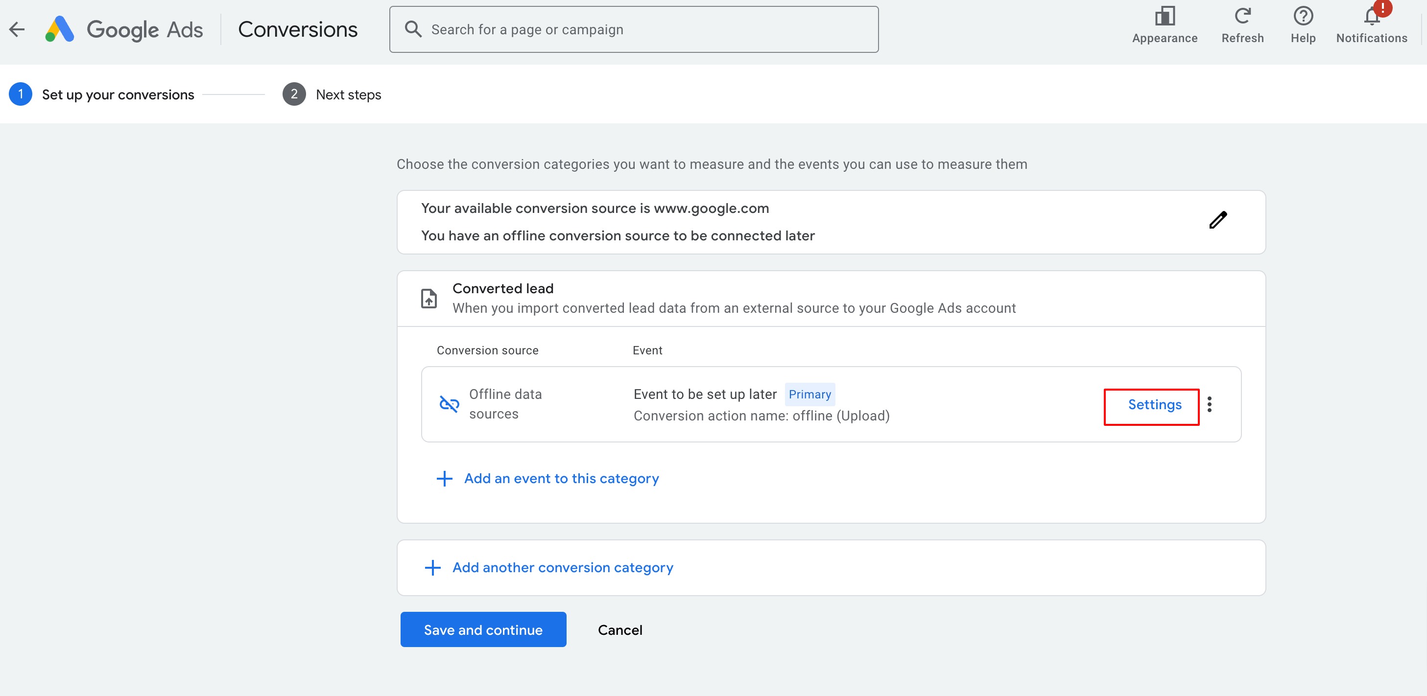 How to setup Google ad conversion action – Step 3: Define the Conversion settings