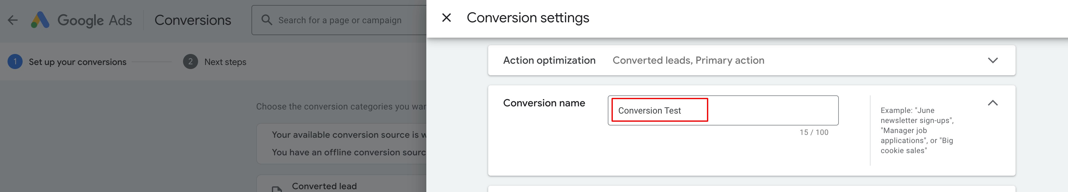 How to setup Google ad conversion action – Step 4: Give this Conversion a name