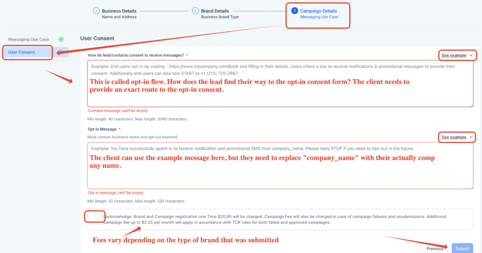 How to submit a Campaign for A2P 10DLC ? – 1.2 Sample Message