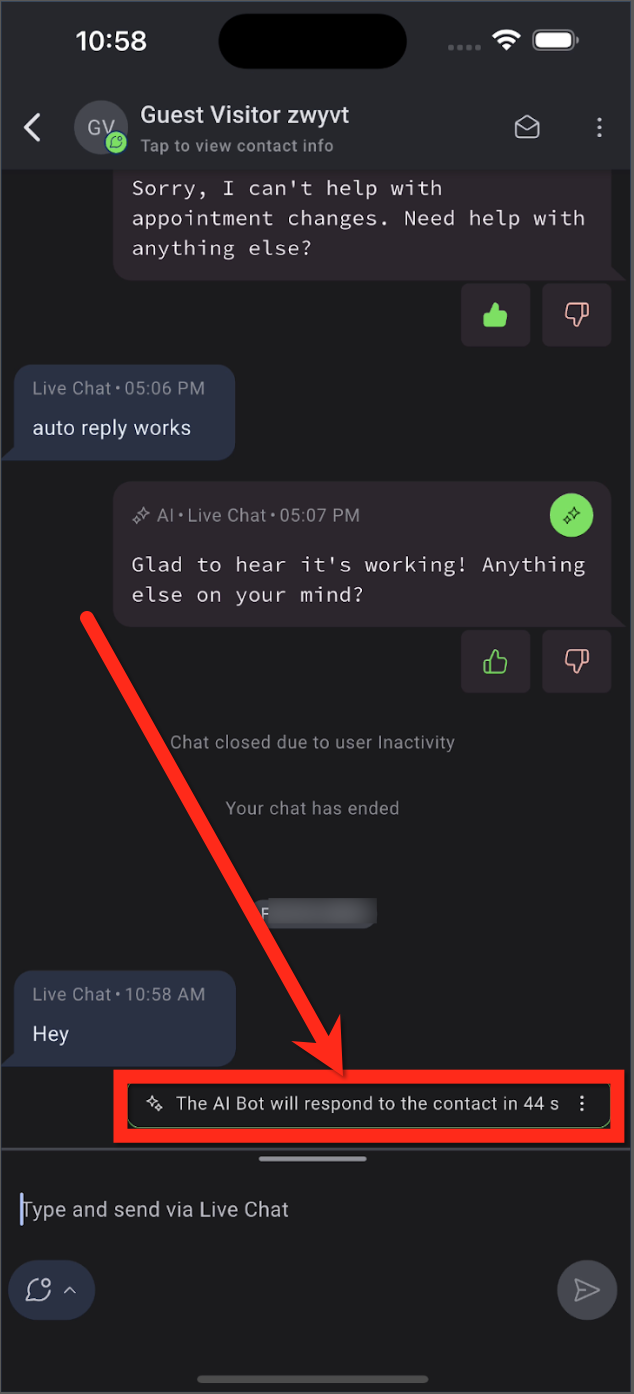 How to Use Conversation AI in the Mobile App – Step 3: Use Conversation AI in the conversation