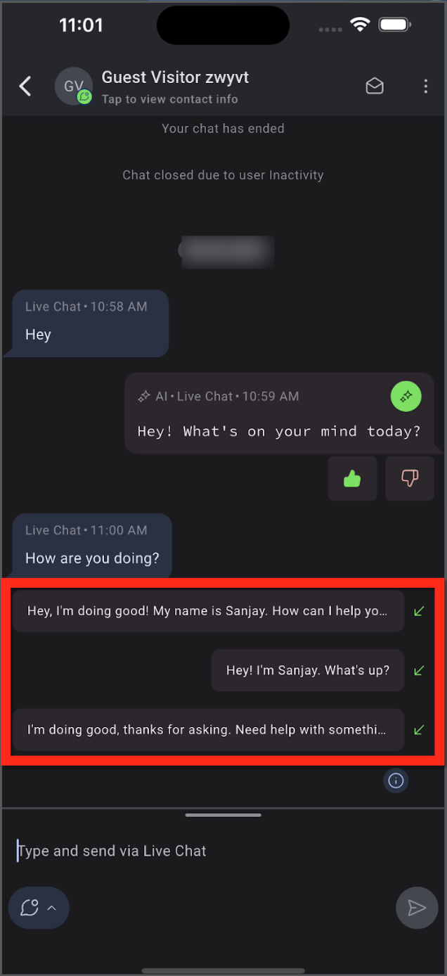 How to Use Conversation AI in the Mobile App – Step 3: Use Conversation AI in the conversation